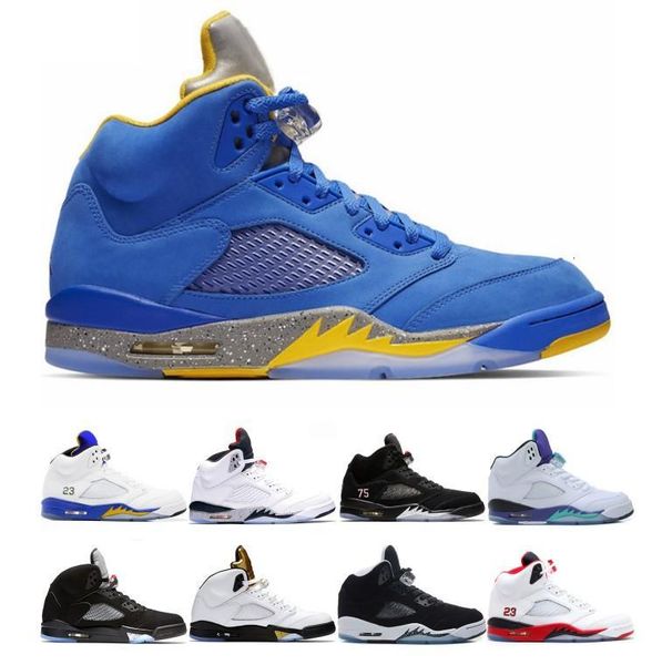 

1 jumpman 5 wings 75 paris camo premium heiress metallic field mens retro basketball shoes most popular 5s shoes, Black