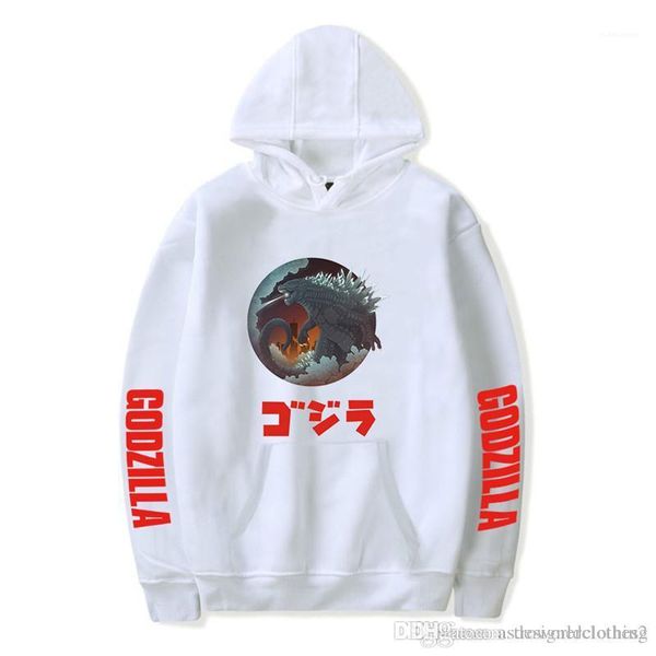 

hoodies king of the monsters long sleeve hooded couples sweatshirts autumn male apparel godzilla print mens, Black