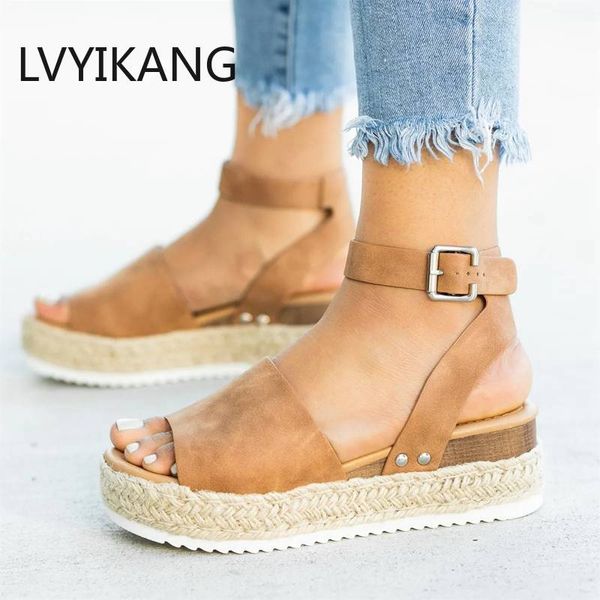 

wedges shoes for women high heels sandals summer shoes 2020 flip flop chaussures femme platform sandals plus size 35-43, Black