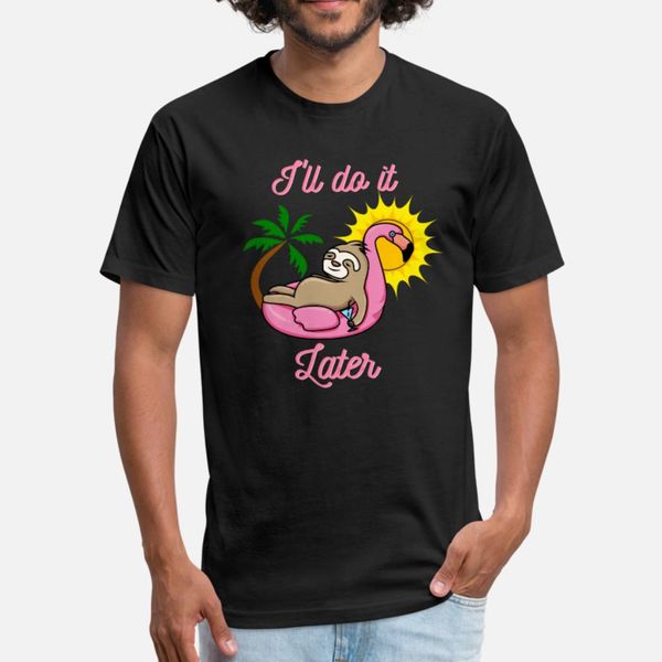 

sloth chilling on flamingo t shirt men customize short sleeve s-xxxl natural graphic authentic summer normal shirt