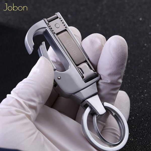 

jobon men key chain knife multifunction folding clipper car keychains tool metal key rings holder fathers day gift, Silver