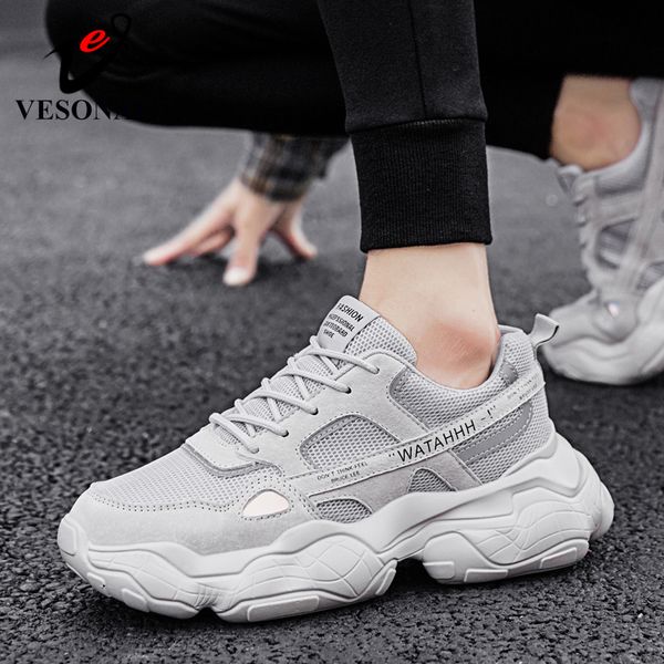 

vesonal hip hop streetwear sneakers for men casual shoes men's sneaker breathable fashion street thick bottom autumn 2020, Black