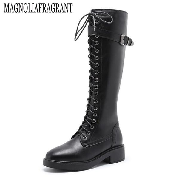 

boots fashion women motorcycle female winter shoes booties knee-high knight botas mujer ay43, Black