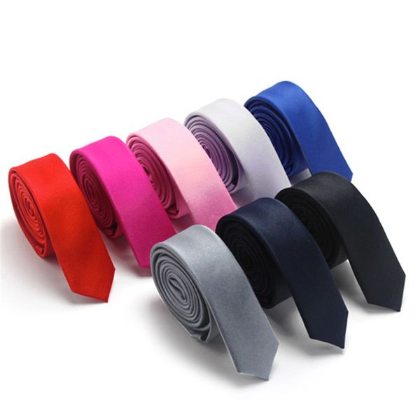 

men leisure pure color slim narrow arrow necktie skinny tie, Black;gray