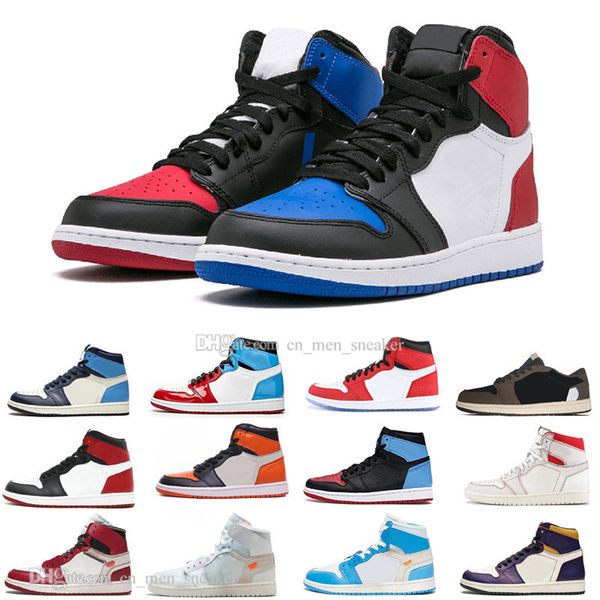 

men basketball shoes 1s gold 3 obsidian unc fearless 1 spiderman banned royal blue mens women designer trainers sports sneakers 36-47, White;red