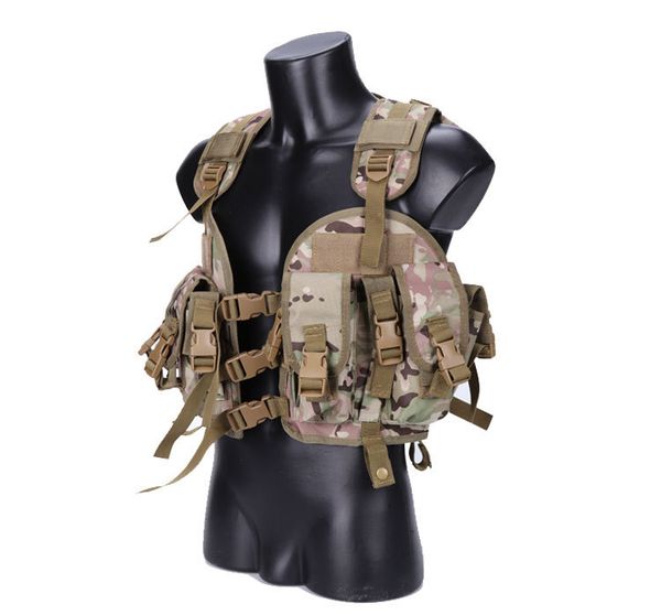 

tactical molle vest with mag pouch assault plate carrier ammo chest rig hunting vest, Camo;black
