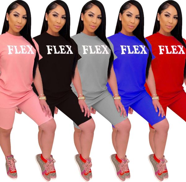

summer designer women 2 piece short sets clothes casual tracksuit short sleeve t-shirt biker shorts suits pants sportswear plus size l3365, Gray