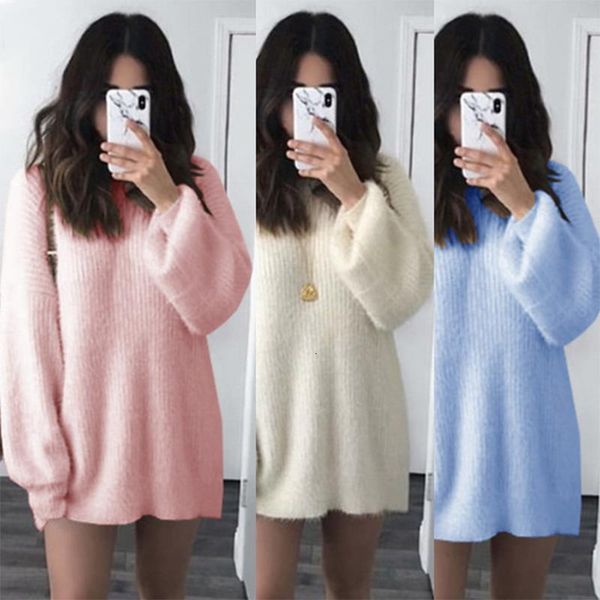 

mohair knit sweater women 2020 korean lazy oaf knitted pullover autumn winter white jumper ladies pink plus size sweater 5xl, White;black