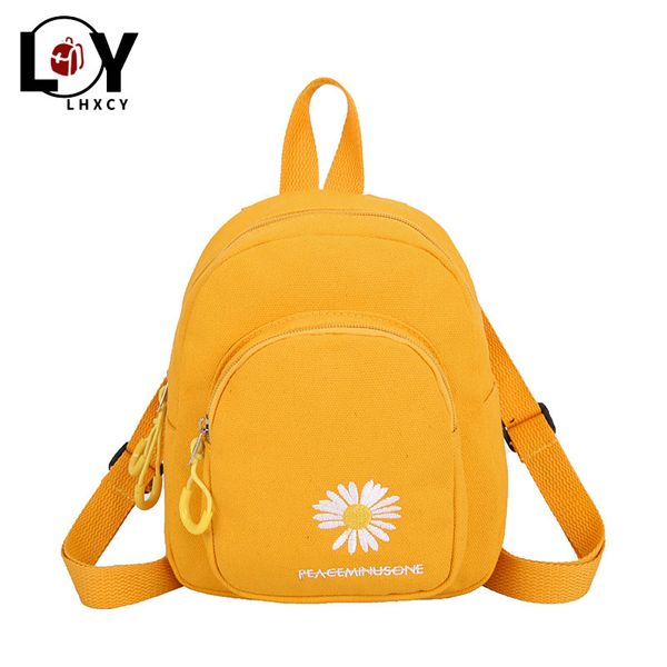 

cute daisy embroidered double zipper canvas mini backpacks korean version cute backpacks designer bag shoulder bags