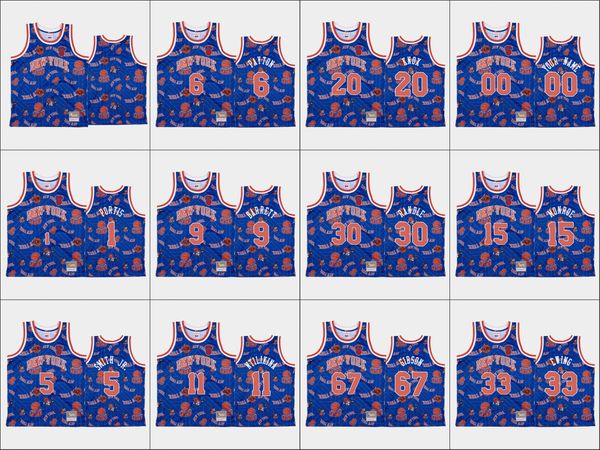 

нью-йорк никс мужчины dennis smith r.j. barrett эрл монро тадж гибсон nba синий драть пакет пользовательских лиственные классики джерси, Black