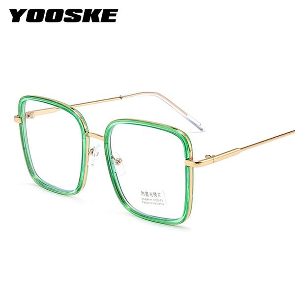 

yooske new anti blue light glasses frame women oversized eyeglasses men square eyeglasses block blue-ray spectacle frames, Black