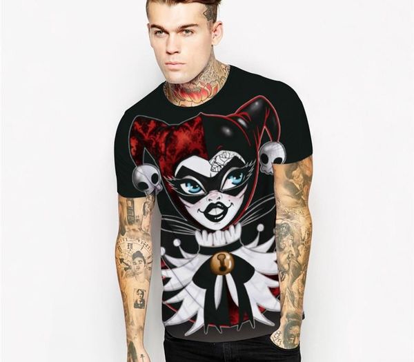 

wholesale men women marilyn monroe poker clown 3d digital printed tee short sleeve round neck summer t-shirt, White;black