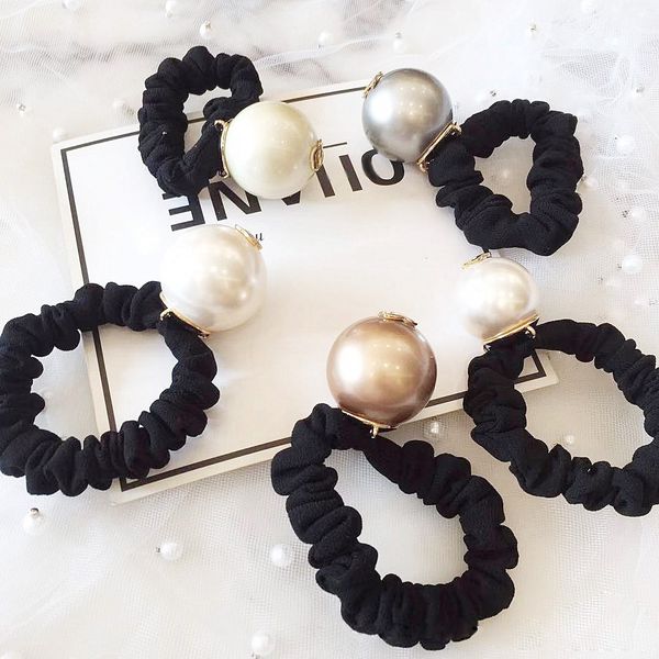 

2020 big 3cm pearl hair scrunchies ties rope ponytail holder elastic hair bands hair accessories hairbands headwear scrunchy1, Golden;silver