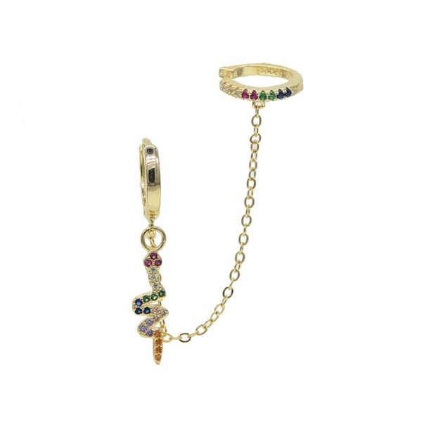 

snake earring gold filled with rainbow cz trendy gold jewelry, Silver