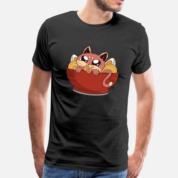 

cute cat eating ramen t shirt men design cotton o-neck vintage interesting casual spring autumn unique shirt