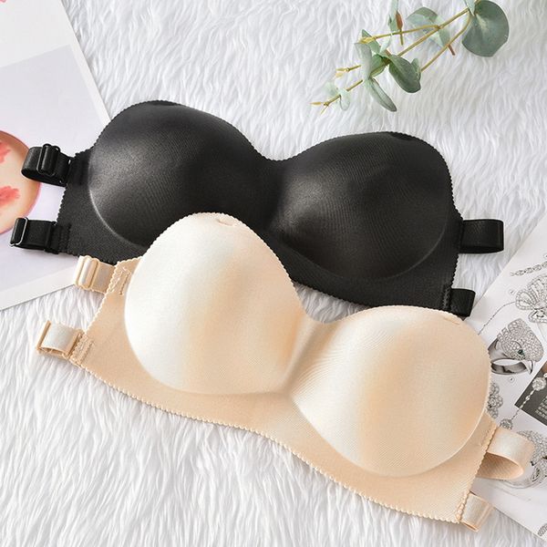 

strapless bras women back beauty push up bra wireless lingerie backless fashion underwears solid padded bralette 2020, White;black