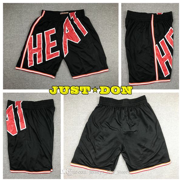 

mens just don pocket basketball shorts stitched mitchell & ness big face pocket miami heat shorts lining mesh sports sweatpants 02, Black;red