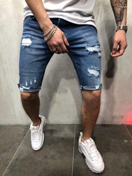 

half length ripped skinny slim fit street teenager shorts denim blue mens shorts summer, White;black