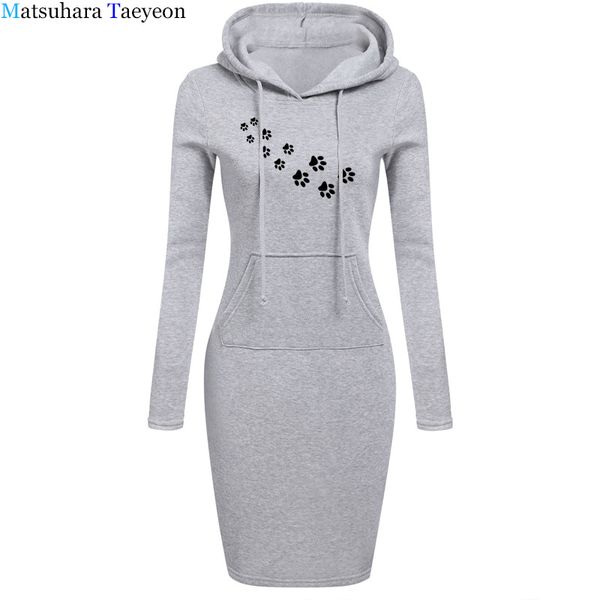 

cat paws print women dress cotton casual funny dresses for lady tee hipster gray black white drop ship, Black;gray