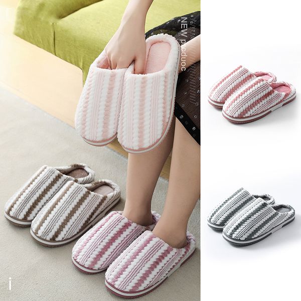 

slippers women cotton shoes home soft bottom mute bedroom men and woman plush indoor winter female fur, Black