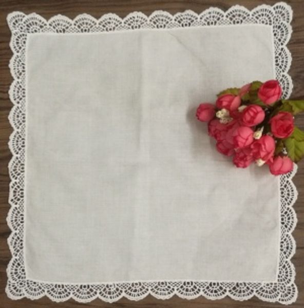 

set of 12 fashion wedding bridal handkerchiefs ivory cotton hankie with embroidery white crochet lace edges ladies hanky 12"x12, Blue;purple