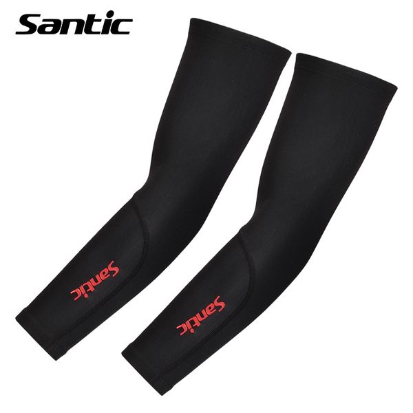 

elbow & knee pads santic arm sleeve winter thermal fleece cycling warmers men women basketball running sleeves sports armwarmers, Black;gray