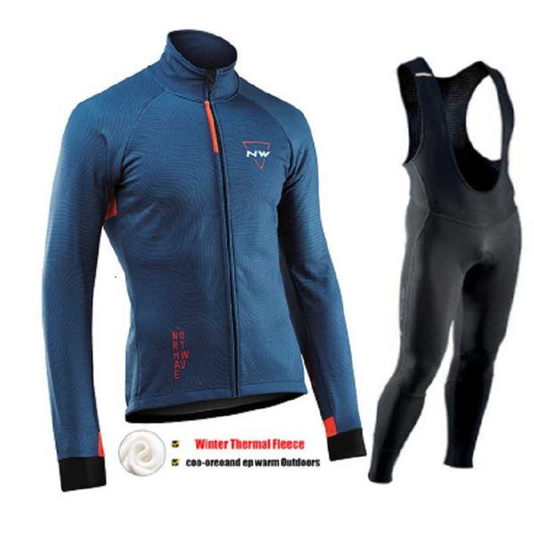 

2020 new northwave winter thermal fleece cycling clothes nw warn men jersey suit jacket riding bike mtb clothing bib pants set, Black;blue