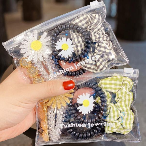 

1set/pack new women girls cute colorful flower hairpins scrunchie elastic hair bands ponytail holder fashion hair accessories