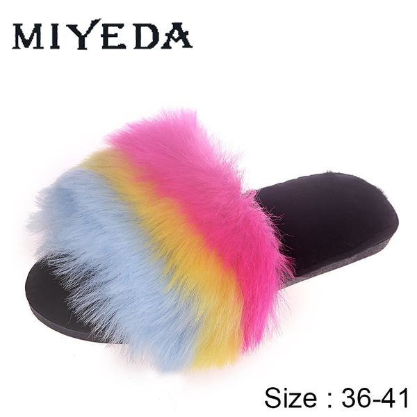 

plush slippers for ladies colorful 2020 new summer web celebrity fashion versatile outdoor flat slippers, Black