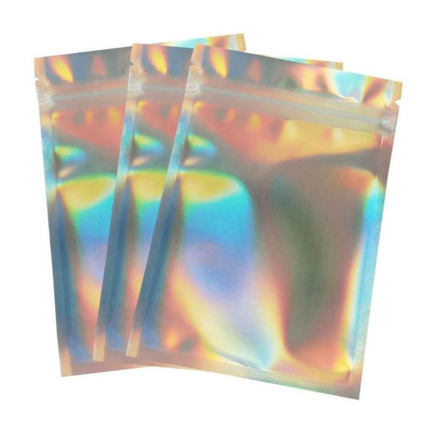 

100pcs/set laser foil seal bags lock cosmetic gift package storage pouch kitchen tool plastic zip bags