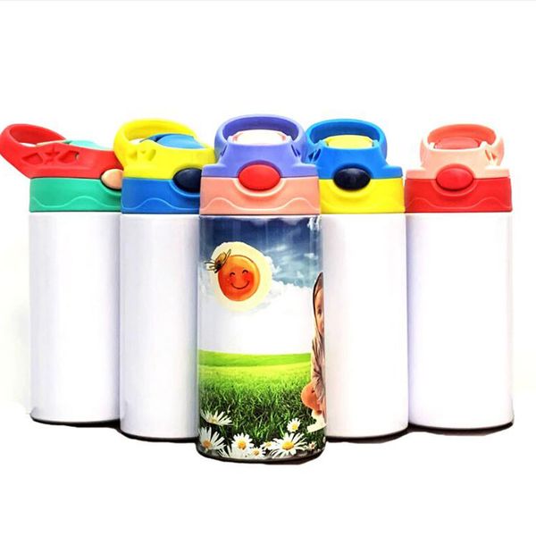 

custom blank sublimation kids straw cup12oz stainless steel vacuum water bottle sippy cup bouncing cup 350ml