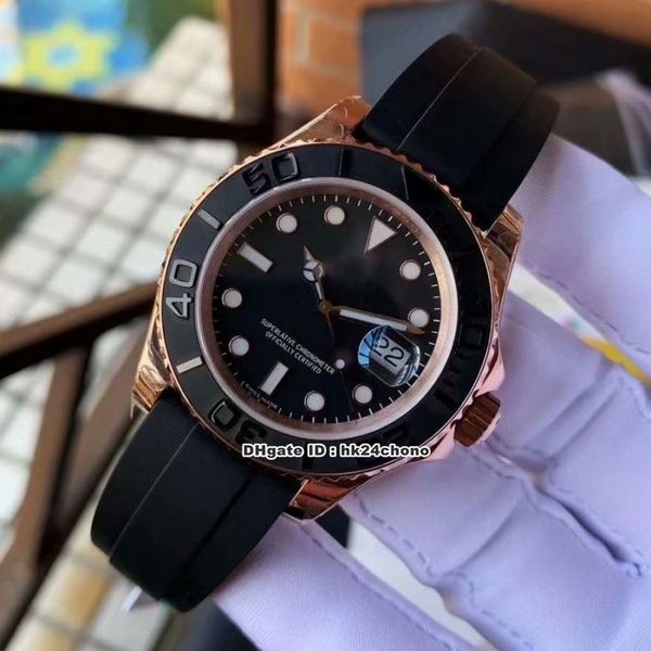 

super n v8 904l 40mm rose gold 126655 eta2836 28800vph autoamtic mens watch ceramic bezel black dial rubber strap gents watches, Slivery;brown