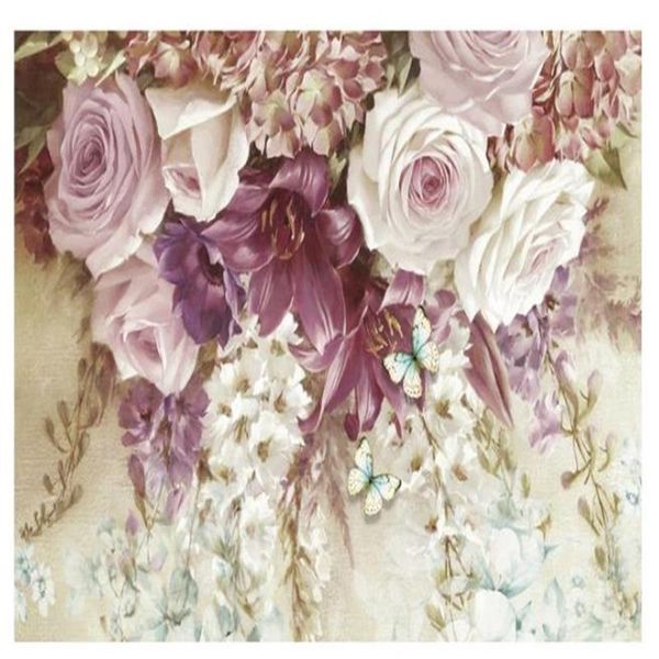 

wallpapers custom classic painting wallpaper modern fresh three-dimensional floral oil pastoral tv background wall