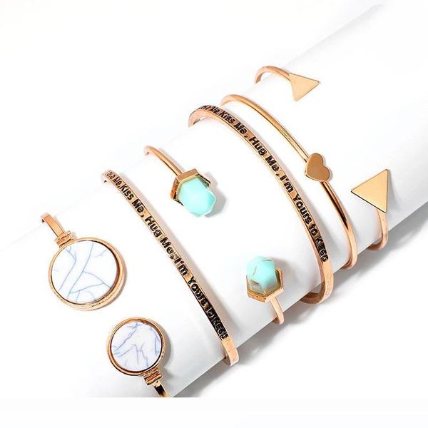 

6pcs set bohemian charm bracelets set for women vintage multilayer statement bracelet female fashion jewelry birthday gift dhl m259f, Golden;silver