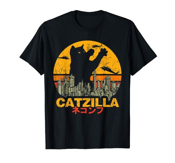 

урожай catzilla sunset - kitty cat lovers хэллоуин футболка мода горячие 2020 человек одежда мода повседневная мужчины прохладный тис рубашк