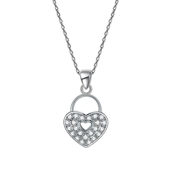 

exquisite women pendant necklaces love heart lock 925 sterling silver anniversary pendant necklace lady jewelry xfn8084