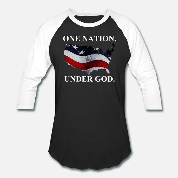 

one nation under god white t shirt men custom tee shirt round collar leisure cute funny casual spring novelty shirt, White;black