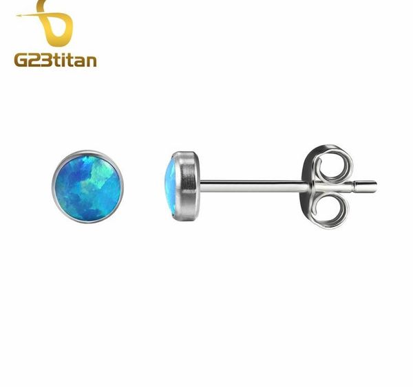 

g23titan brand fire opal earrings 4mm natural opal stone g23 titanium stud earring anti allergic ear piercing jewelry, Golden;silver