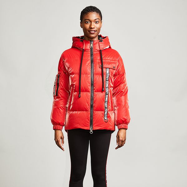 

allure amore women white duck down jacket female short cotton lightweight warm ladies puffer quilted coat clothing hooded c0924, Black