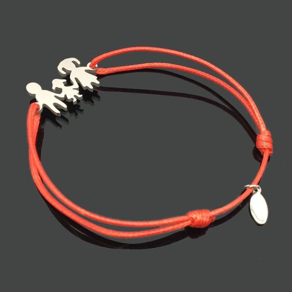 

family stainless steel charm wish cord bracelet hand to hand family pendant adjustable string wish bracelet, Red;blue