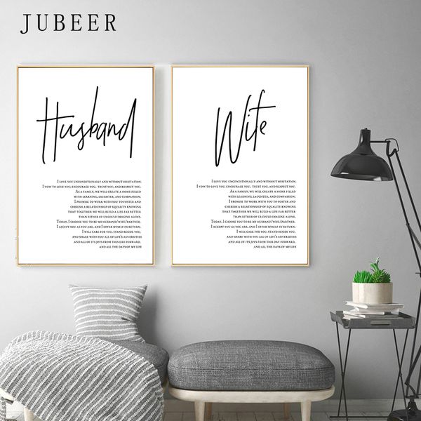 

nordic style wedding vows wall art poster lover posters and prints married anniversary couple gifts for husband bedroom decor