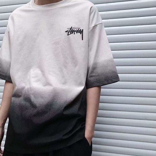 

men and women good qualitystussy gradient 100% cotton short-sleeved loose t-shirt stussy 2020, White;black