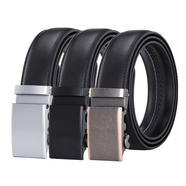 

men business style belt designer genuine leather male retro fancy automatic buckle belt gold belts for suit pants, Black;brown