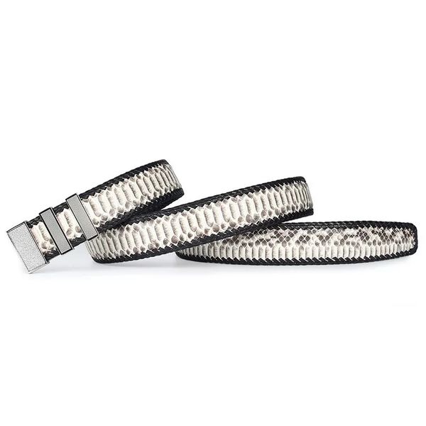 

fashion designer genuine snake leather gold sliver metal slide buckle men belt exotic python skin gift belt for male man strap, Black;brown