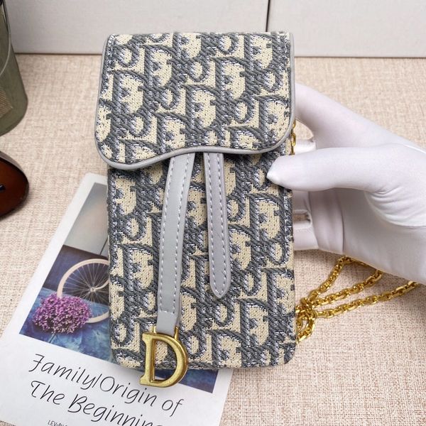 

new genuine leather fashion chain shoulder bags handbag presbyopic mini wallets mobile card holder purse s35, Blue;gray