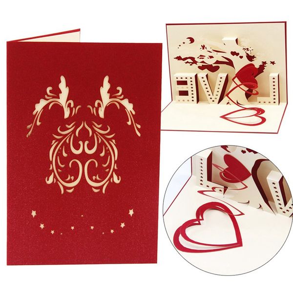 

three-dimensional greeting 3d up paper-cut custom love tree valentine's day gift greeting card postcard card