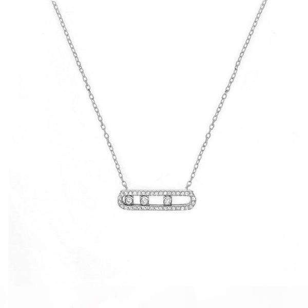 

france fashion real 925 sterling silver fashion necklace bracelet with three moved stone clear cz for women jewelry collier