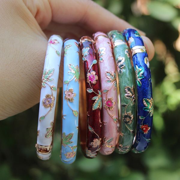 

wholesale 10pcs beijing cloisonne bracelet elegant floral chinese style fashion bangle gift, Black