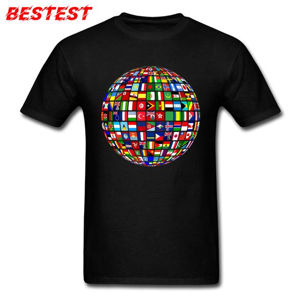 

world art t-shirt men's t shirts cool special tshirt international flag print tees style clothes 3d black shirt cotton