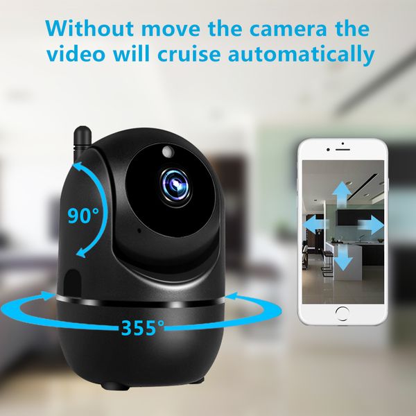 

black smart home security surveillance 1080p cloud ip camera auto tracking network wifi camera wireless cctv ycc365 plus